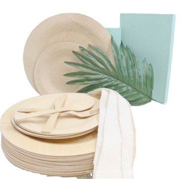 Wholesale Round Plate Eco Bamboo Plate Disposable Set Dinnerware For Party